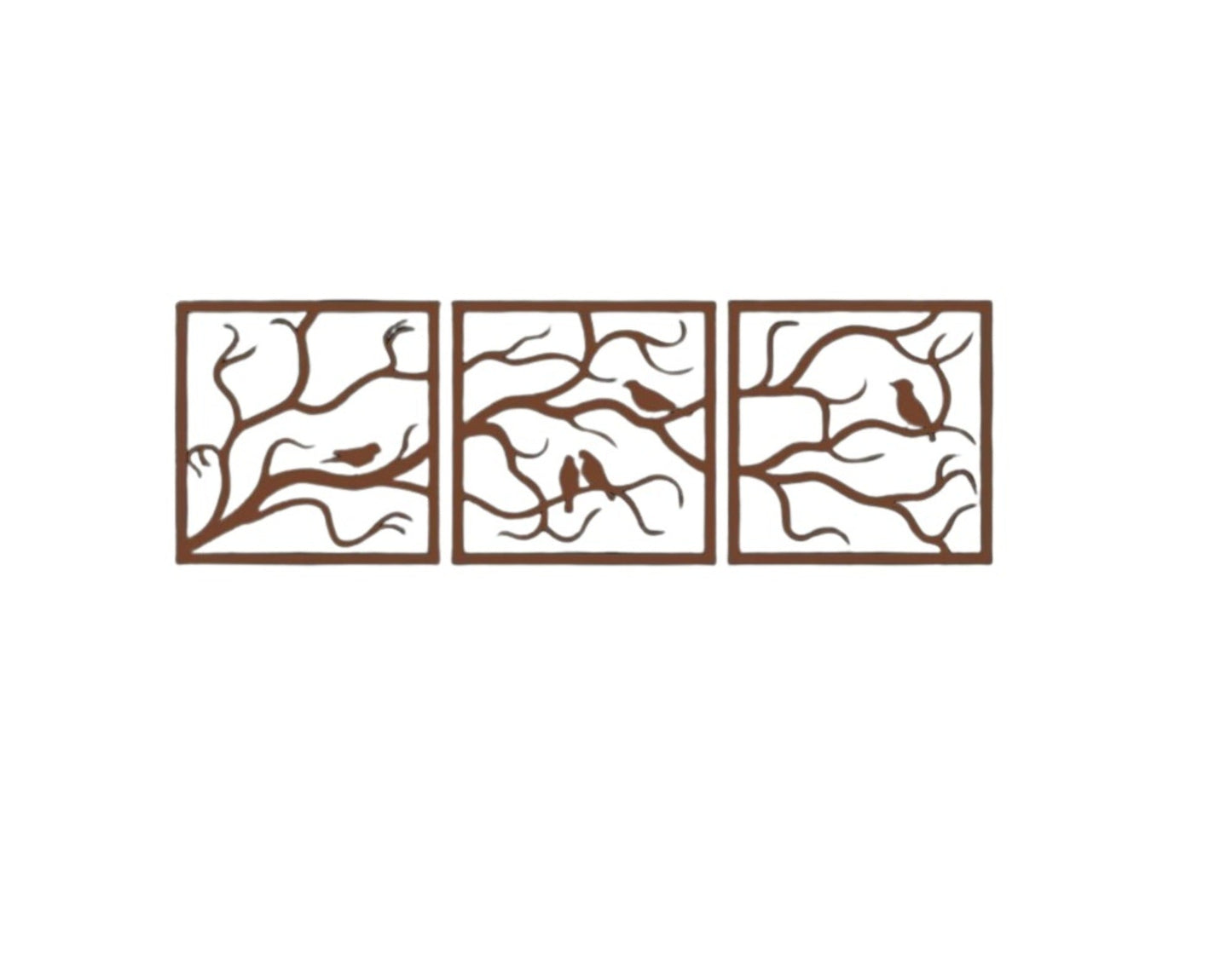 Metal Wall Art, Birds on Branch 3 Panels - Etgshop LLC