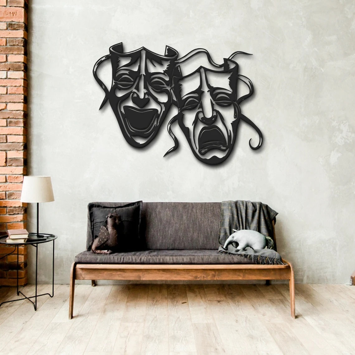 Metal Wall Art, Happy and Sad Mask - Etgshop LLC