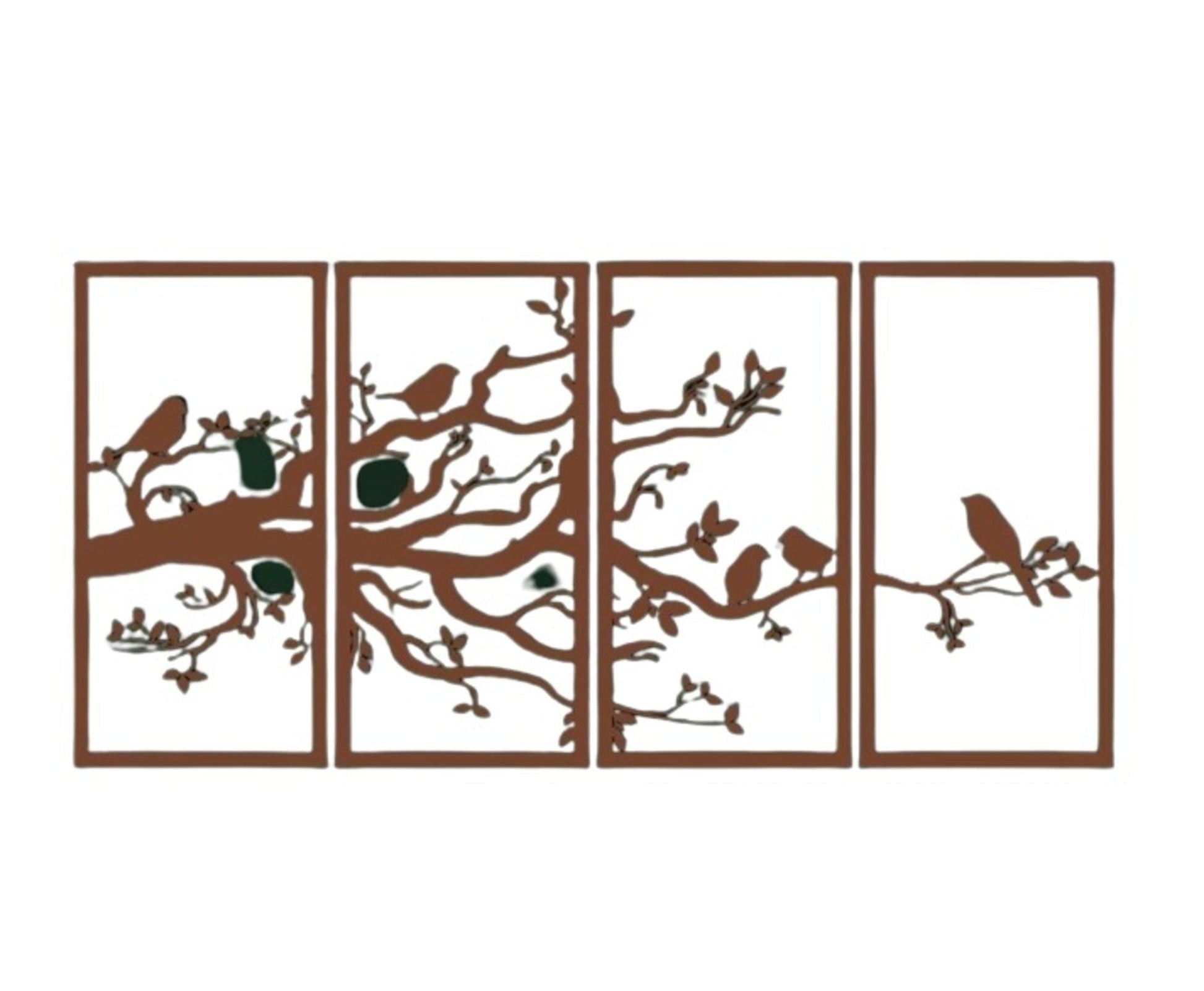 Tree of Life 4 Panels, Birds and Branch - Etgshop LLC