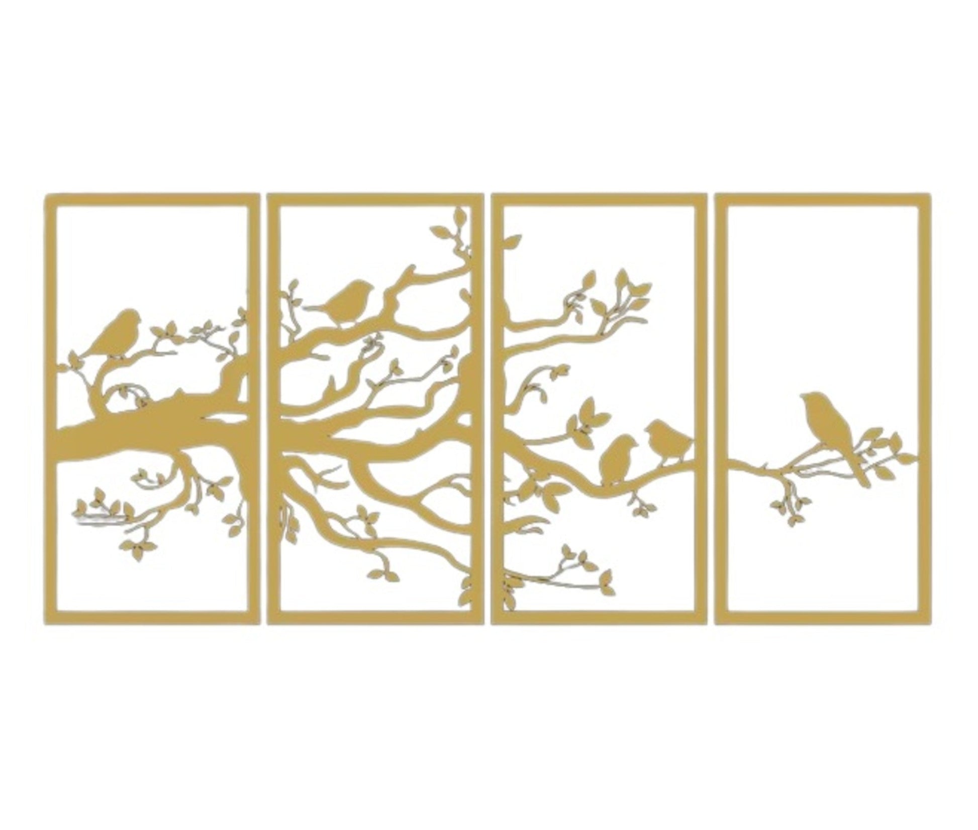 Tree of Life 4 Panels, Birds and Branch - Etgshop LLC