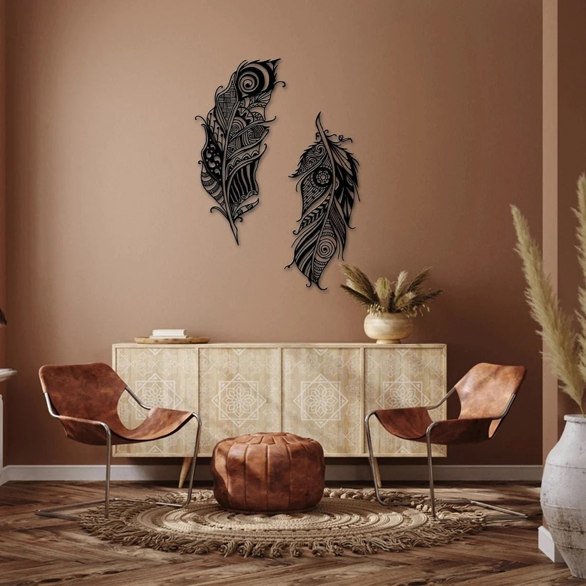Feather Metal Wall Art Decoration, Metal Wall Hanging, Office Wall Art, Living Room Decor, Christmas Gift, Interior Wall Decor, Wall Decor