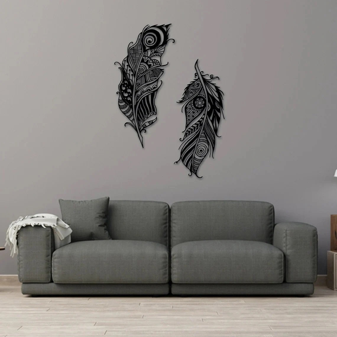 Feather Metal Wall Art Decoration, Metal Wall Hanging, Office Wall Art, Living Room Decor, Christmas Gift, Interior Wall Decor, Wall Decor