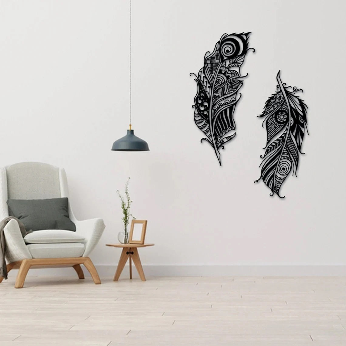 Feather Metal Wall Art Decoration, Metal Wall Hanging, Office Wall Art, Living Room Decor, Christmas Gift, Interior Wall Decor, Wall Decor