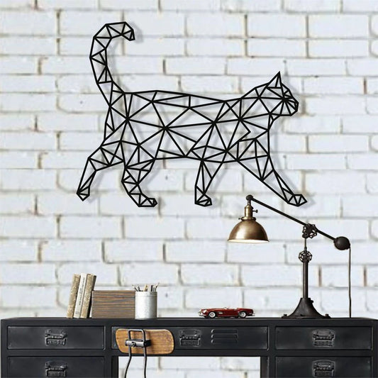 Metal Wall Decor, Metal Cat Art, Geometric Cat, Home Decoration, Wall Hangings, Metal Sign, Cat Lover Gift, Kids Room Decor