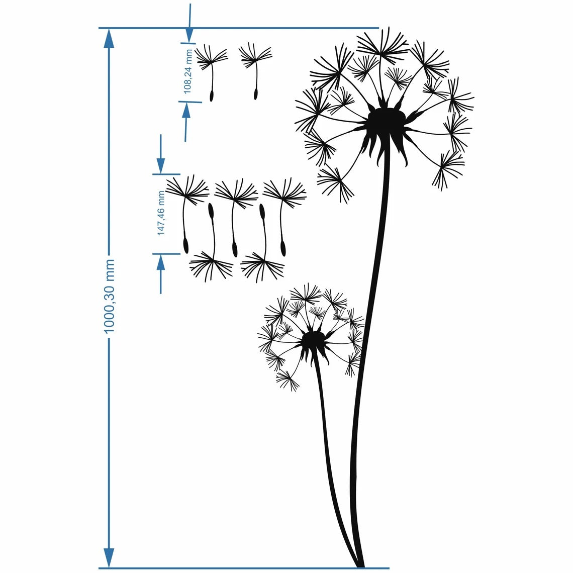 Metal Wall Decor, Metal Nature Wall Art, Pusteblume with Flying Seeds, Metal Wall Art, Home Decoration, Wall Hangings, Patel with Dandelion