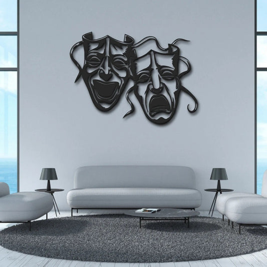Metal Wall Art, Happy and Sad Mask, Drama Mask Metal Art, Face Mask Art, Metal Wall Decor, Metal Wall Hanging, Gift for wife, Office Decor